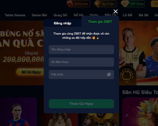 Chi tiết biểu mẫu tạo tài khoản tại nhà cái