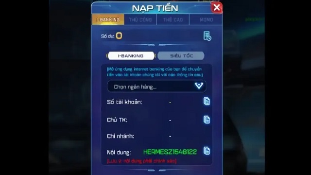 Chỉ với 3 bước thực hiện cơ bản là bạn có thể hoàn tất quá trình nạp tiền tại cổng game