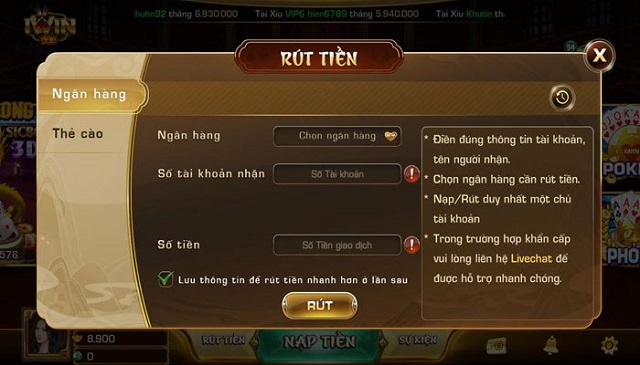 Rút tiền tại cổng game bạn có 2 lựa chọn cho mình. Rút tiền tại cổng game bạn có 2 lựa chọn cho mình.