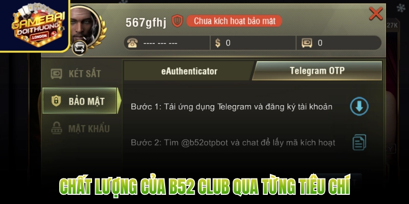 Chất lượng của B52 qua từng tiêu chí