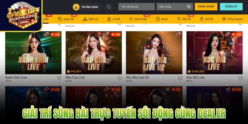 Giải trí sòng bài trực tuyến sôi động cùng dealer